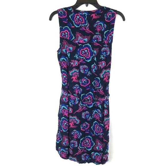 Hatley Mini dress paisley print Navy/ magenta Lighweight Size S pockets - Picture 2 of 11